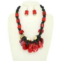 MARBLED STONE CLUSTER NECKLACE SET